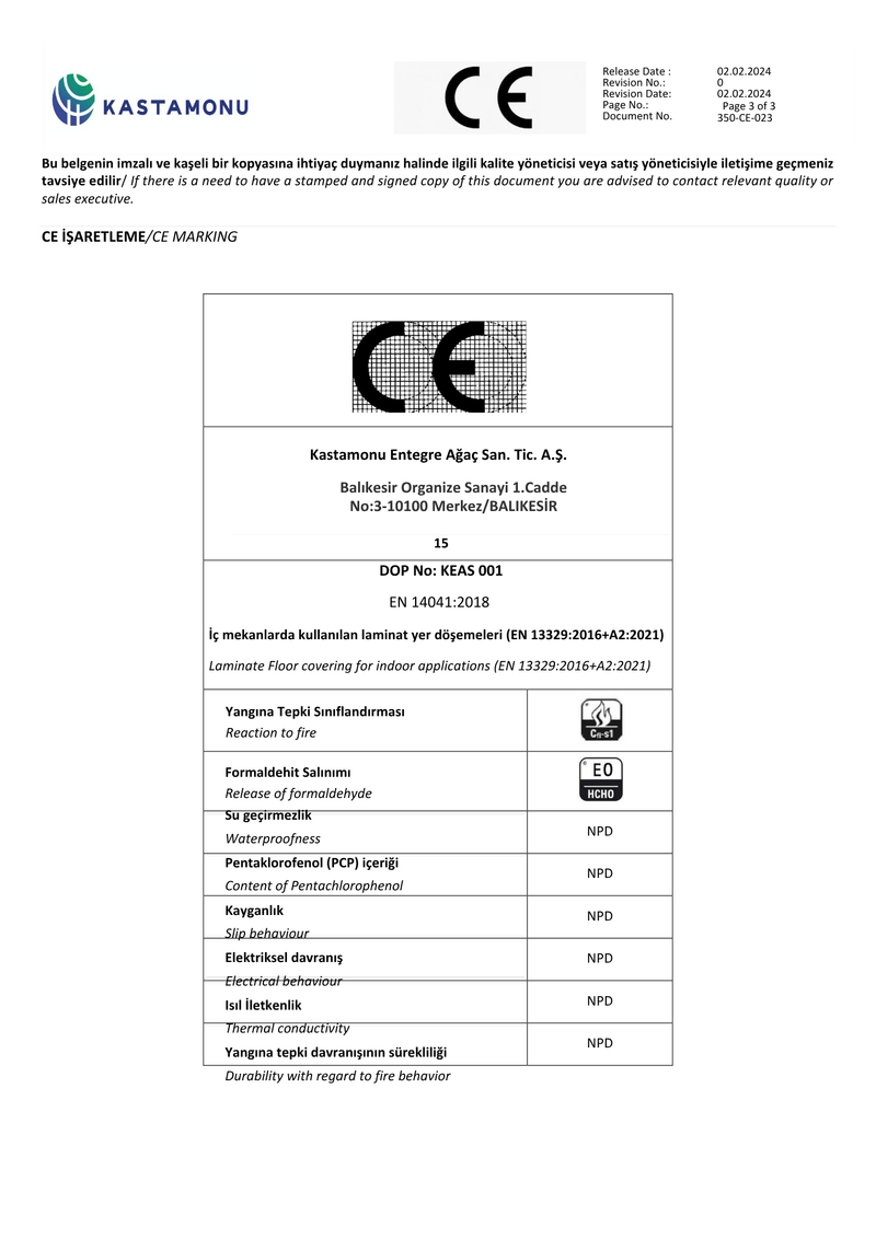Adana – DoP KEAS-001 (350-CE-009)
